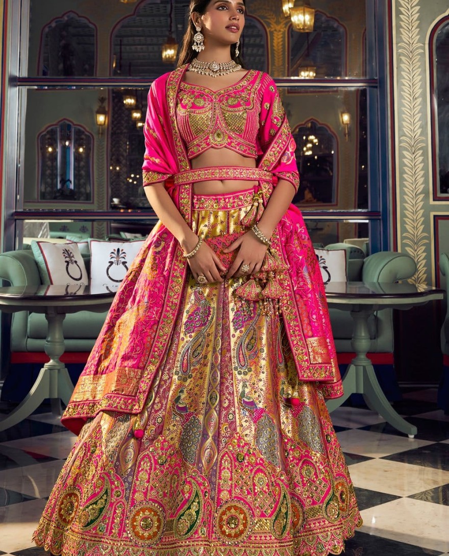 10384 - Multi Colour Designer Lehenga Choli in Banarasi with Embroidered